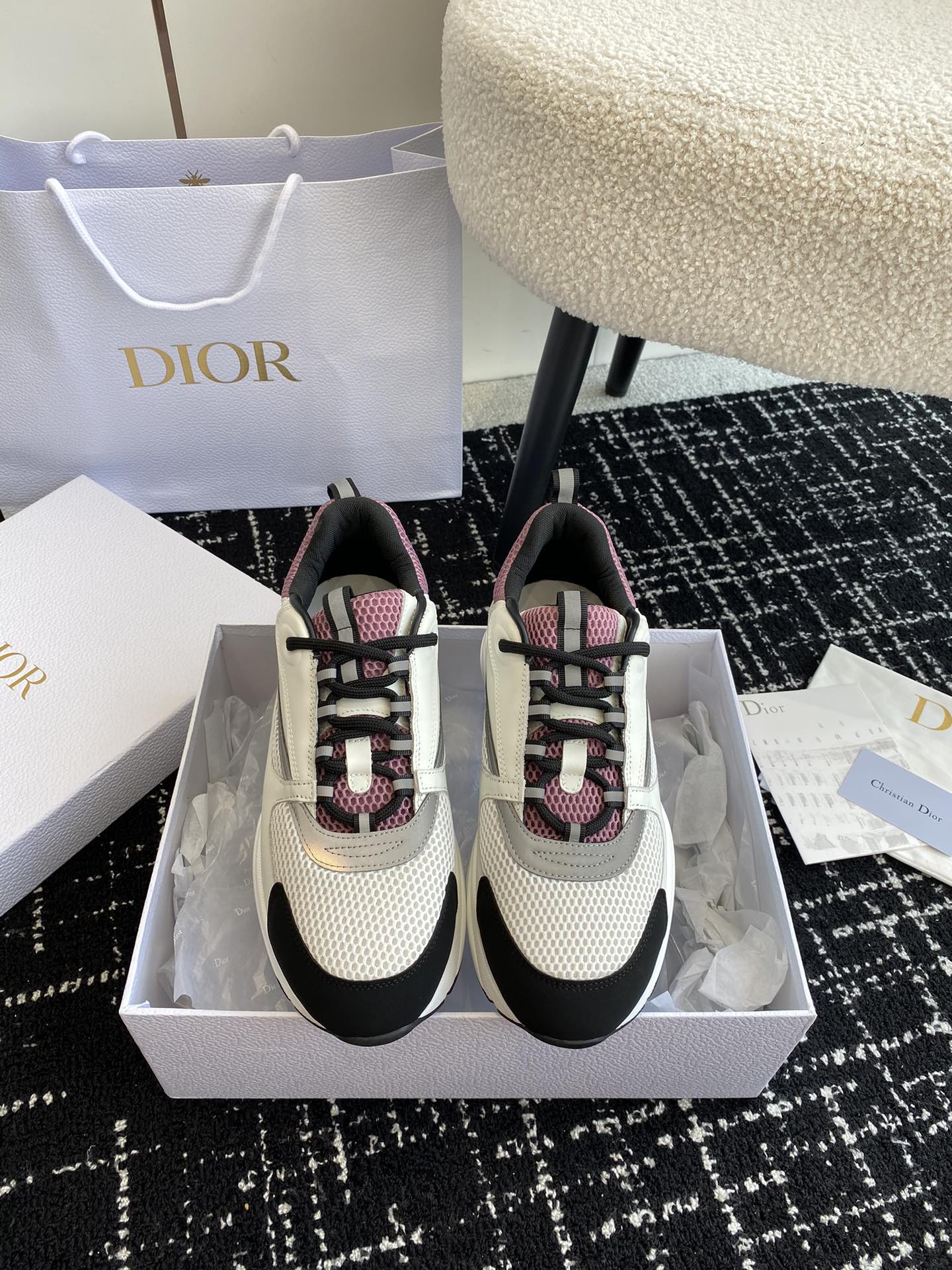 Dior Shoes Sneakers Splicing Unisex Women Men Rubber Fashion Casual