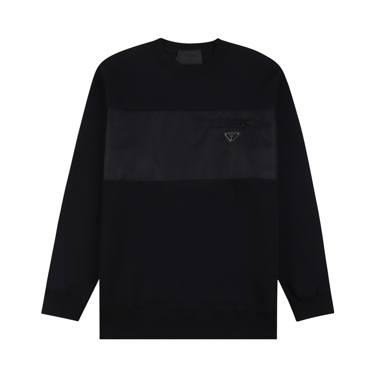 PRAD* 2024AW nueva sudadera de cuello redondo de otoño e invierno. Tela tejida empalmada, con bolsillos con cremallera,…