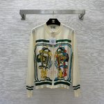Hermes Buy
 Clothing Cardigans Coats & Jackets Shirts & Blouses Green Printing Knitting Silk Wool Fall/Winter Collection Long Sleeve