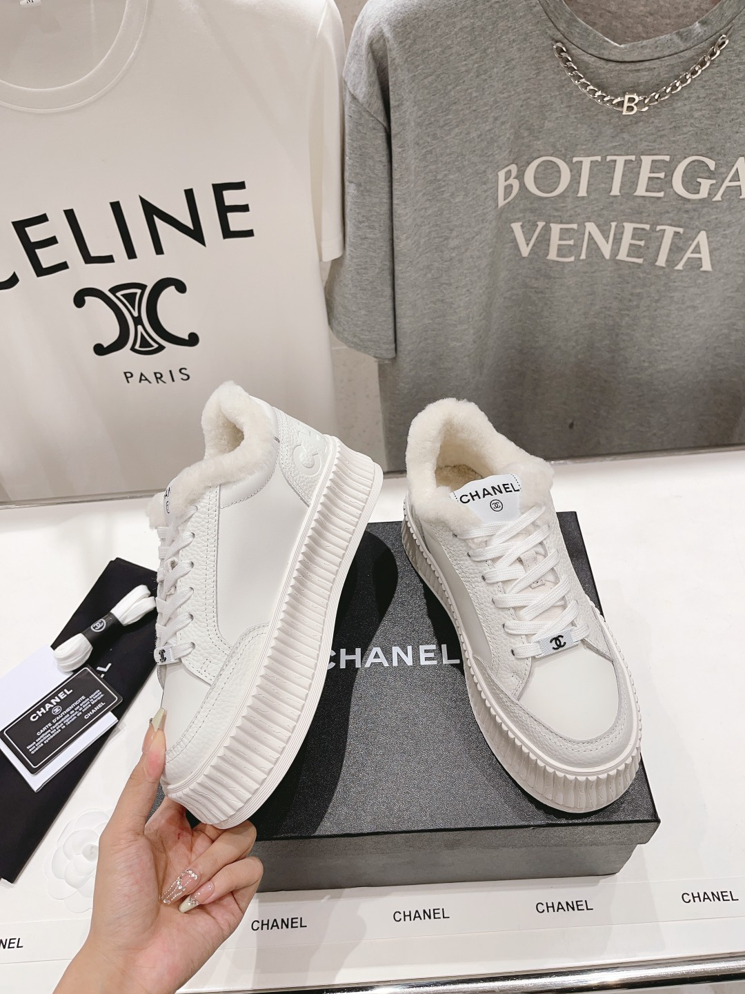 高版本出厂 Chanel*小香2025ss🦋大熊猫拼色厚底饼干鞋羊毛内里休闲鞋网红明星同款 专柜最新走秀