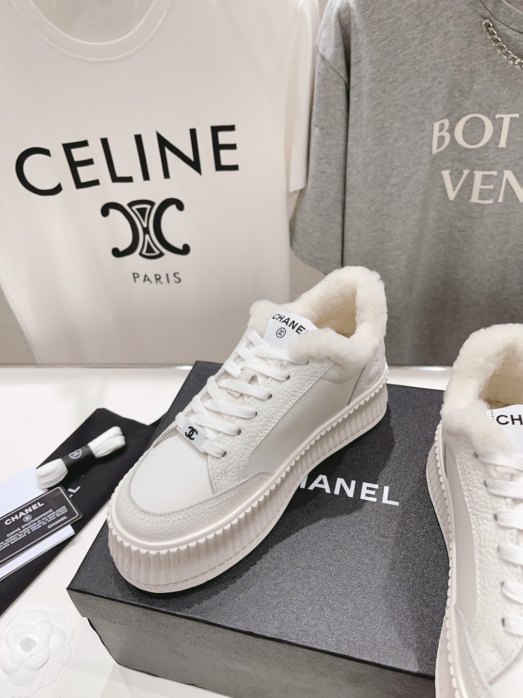 高版本出厂 Chanel*小香2025ss🦋大熊猫拼色厚底饼干鞋羊毛内里休闲鞋网红明星同款 专柜最新走秀