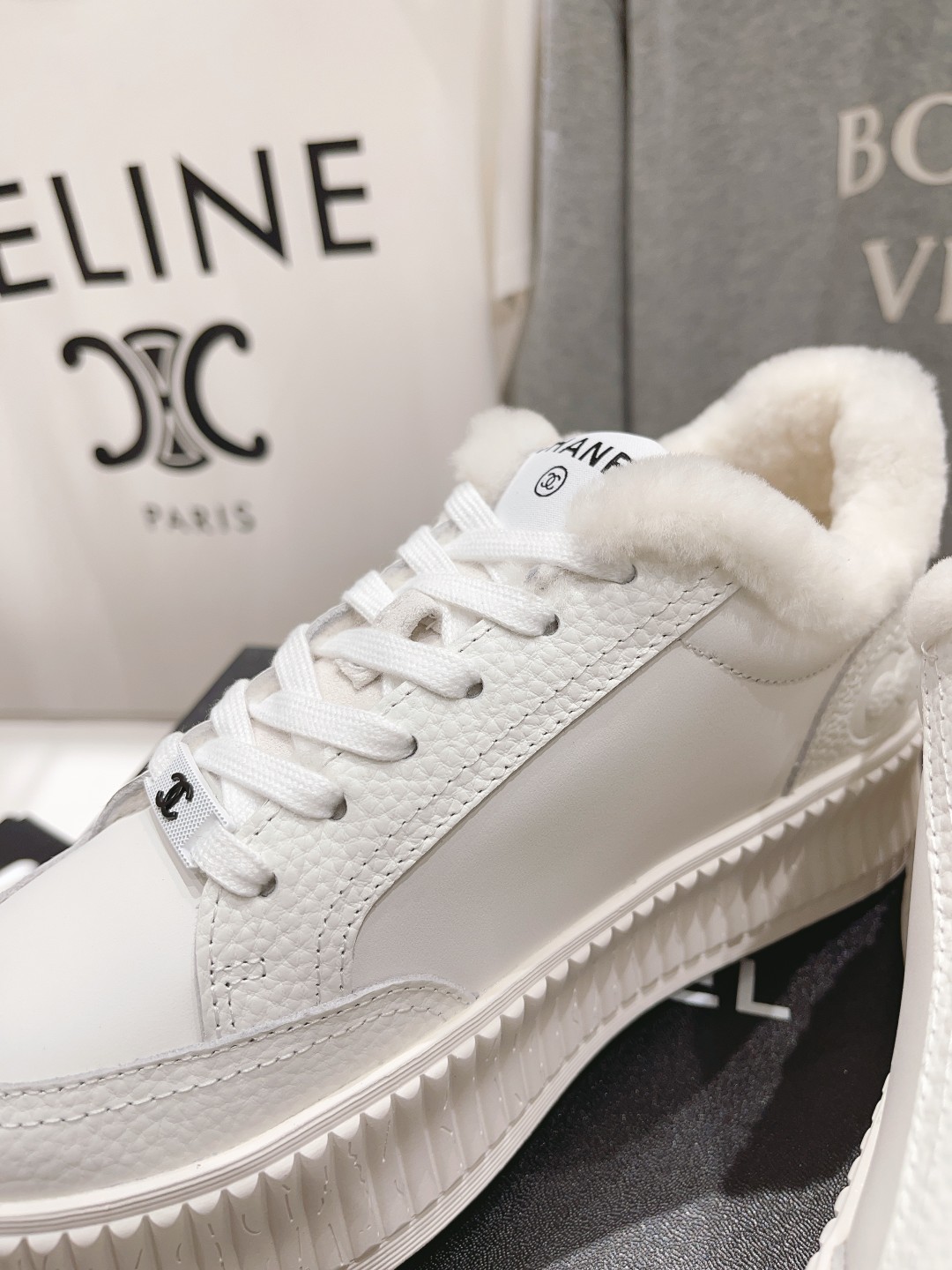 高版本出厂 Chanel*小香2025ss🦋大熊猫拼色厚底饼干鞋羊毛内里休闲鞋网红明星同款 专柜最新走秀