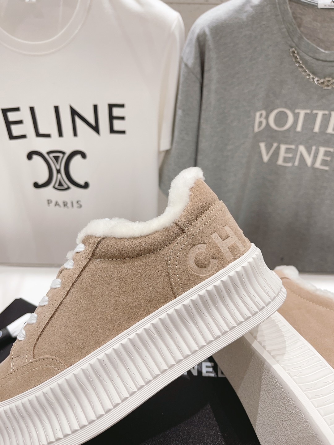 高版本出厂 Chanel*小香2025ss🦋大熊猫拼色厚底饼干鞋羊毛内里休闲鞋网红明星同款 专柜最新走秀