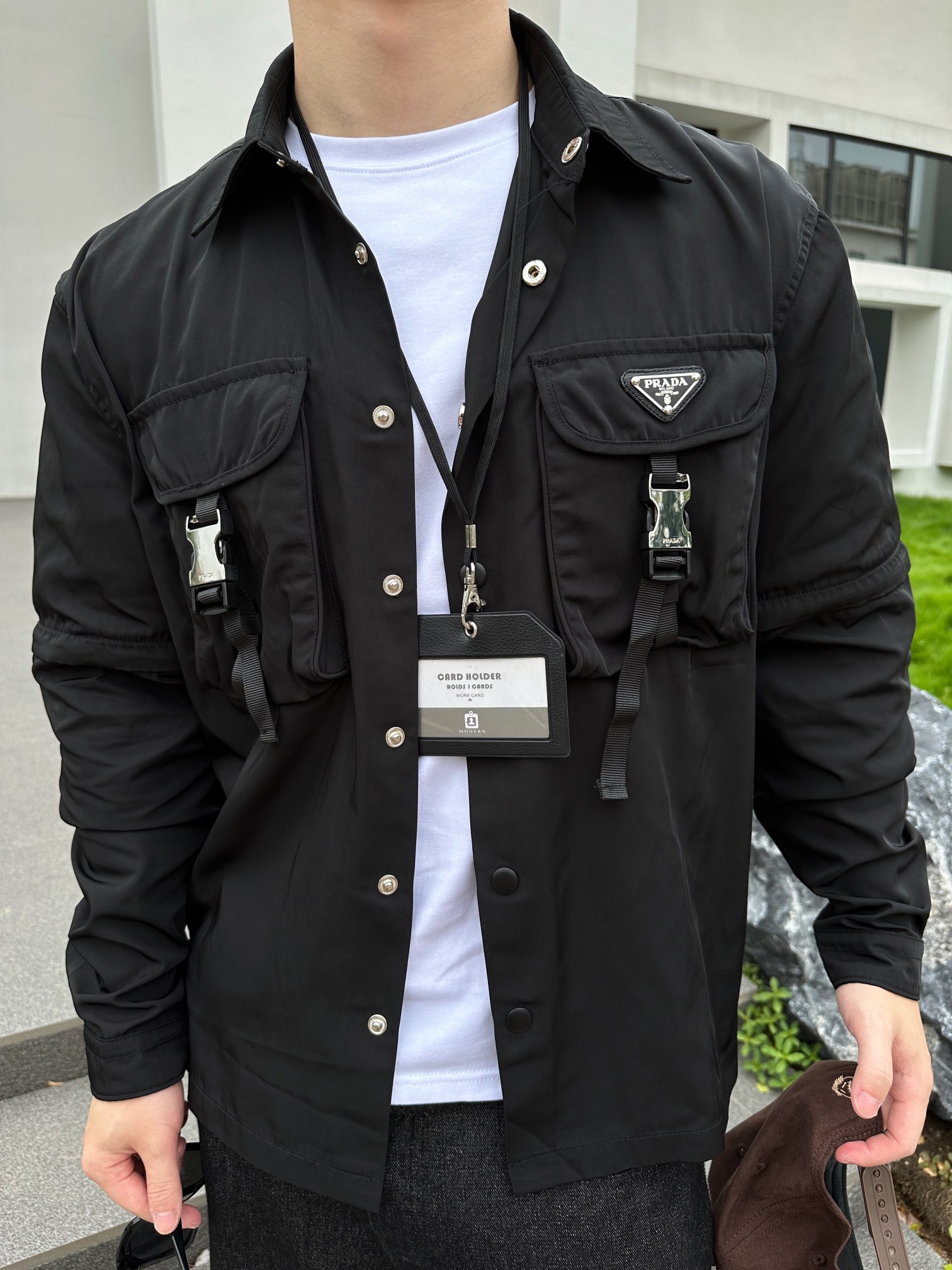 Prad/普拉达百慕大尼龙工装外套 上身效果#