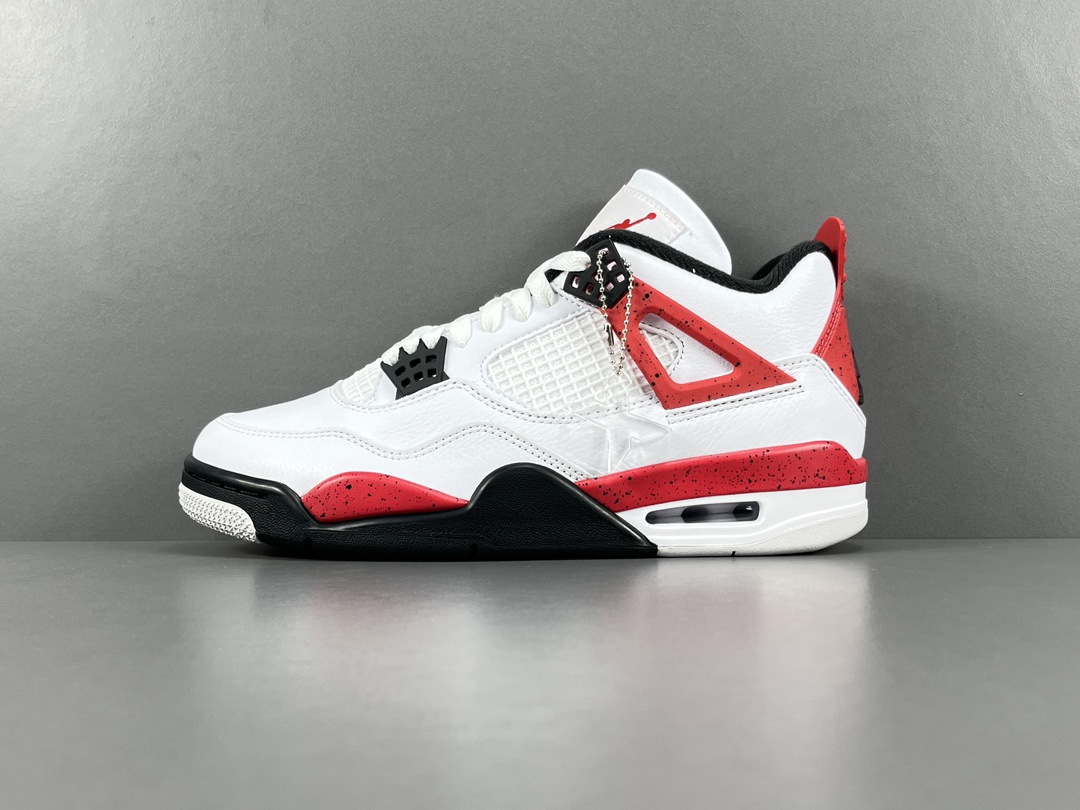 X版顶级AJ4红水泥JordanAirJordan4“NeutralGreyRedCement中帮防滑减