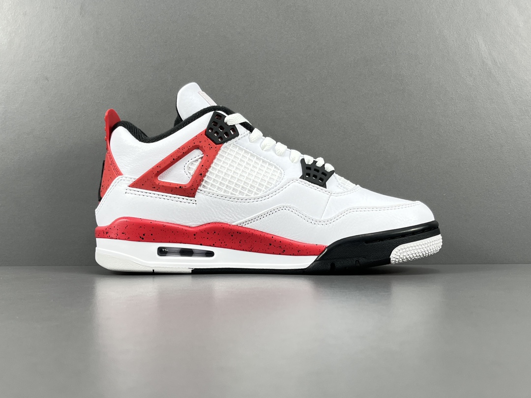 X版顶级AJ4红水泥JordanAirJordan4“NeutralGreyRedCement中帮防滑减