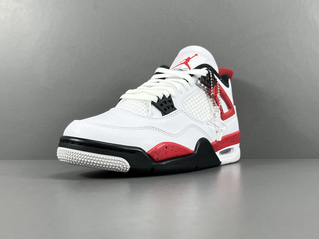 X版顶级AJ4红水泥JordanAirJordan4“NeutralGreyRedCement中帮防滑减