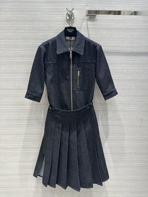 Fendi Clothing Dresses Black Grey Denim Fall/Winter Collection Vintage