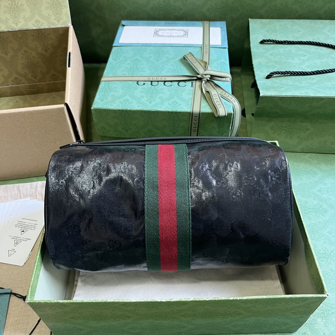 Gucci Cosmetic Bags Black Green Red Men Canvas Fashion