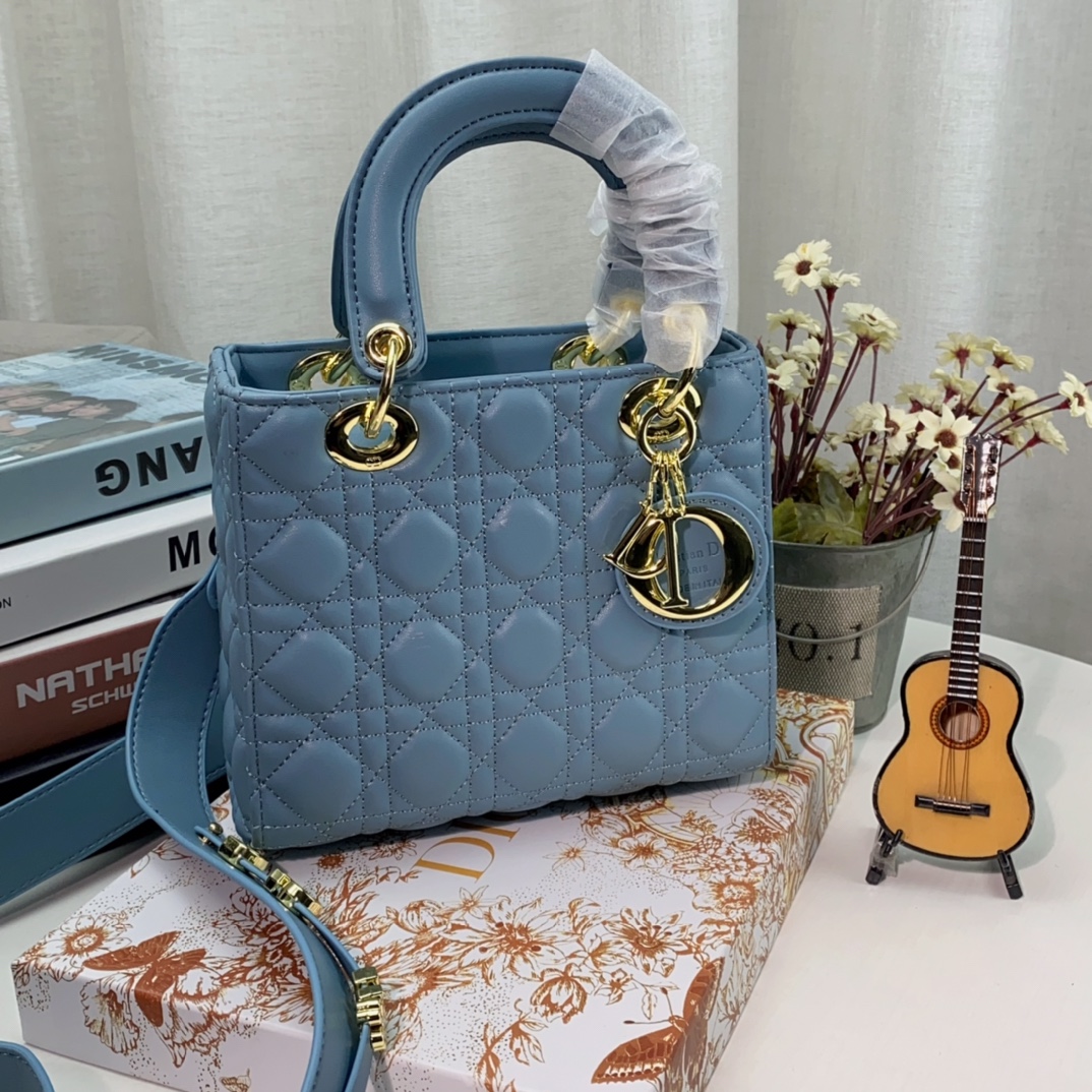 Dior Lady Handbags Crossbody & Shoulder Bags Gold Sheepskin Spring/Fall Collection