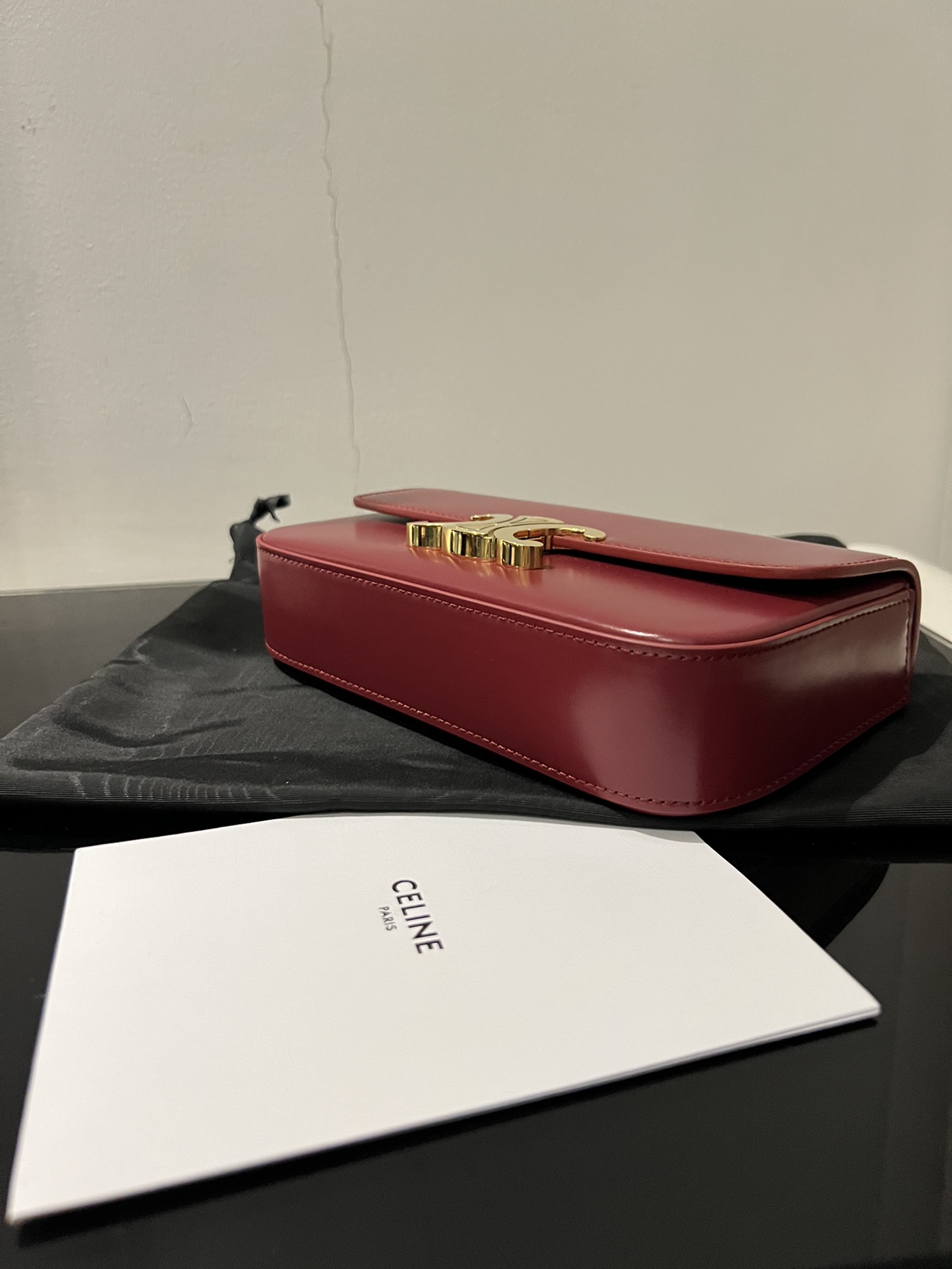 私渠版/配全套豪华包装TRIOMPHE凯旋门链条腋下尺寸20.5X10.5X4cm外原厂牛皮羊皮衬里单肩