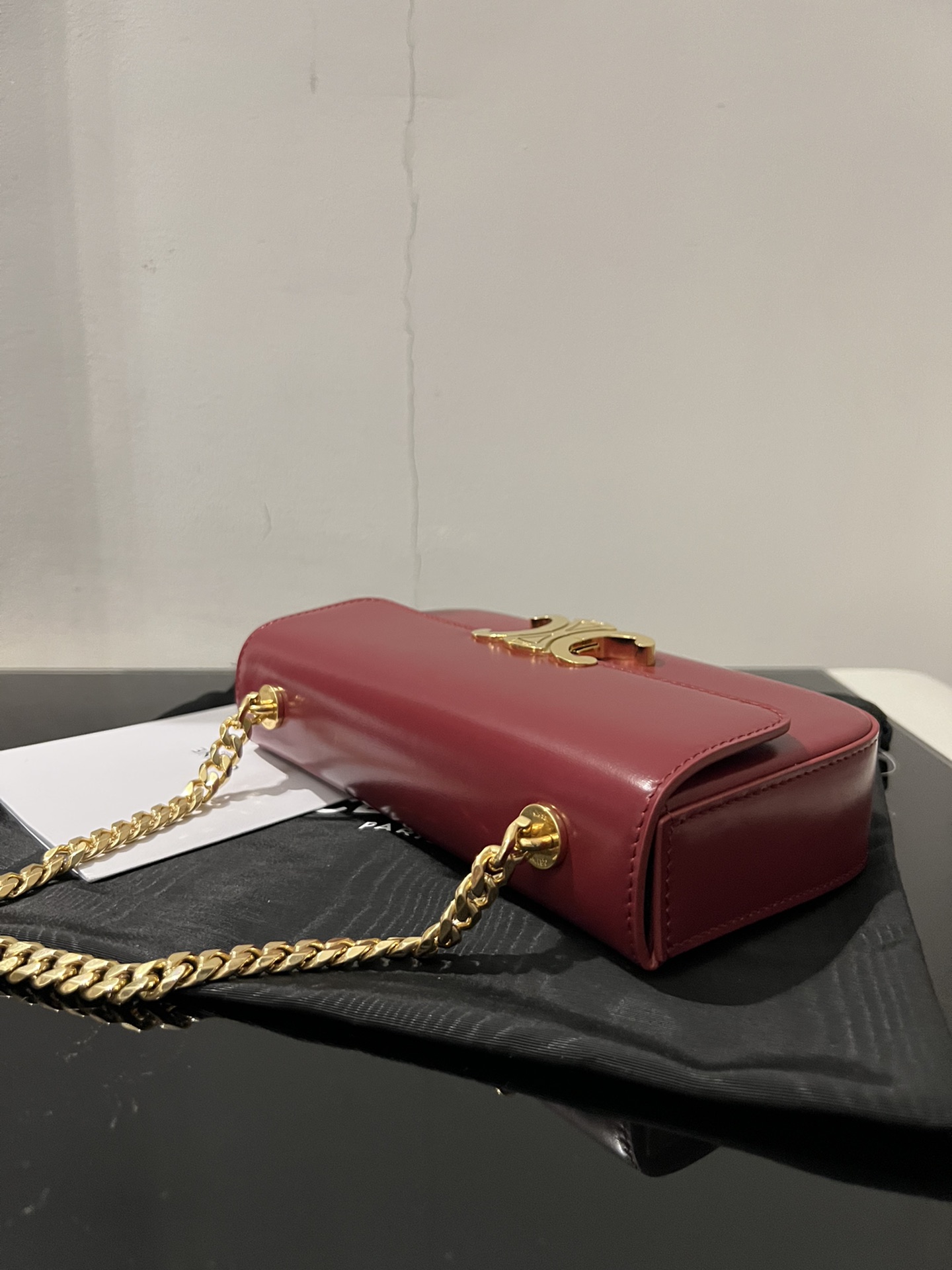 私渠版/配全套豪华包装TRIOMPHE凯旋门链条腋下尺寸20.5X10.5X4cm外原厂牛皮羊皮衬里单肩