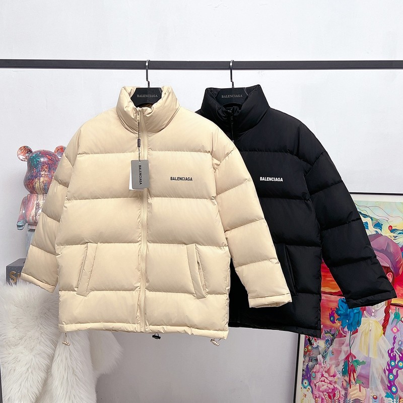 How to Buy Replcia Balenciaga Clothing Down Jacket Apricot Color Black White Embroidery Unisex Cotton Knitting Plastic Duck Down Fashion