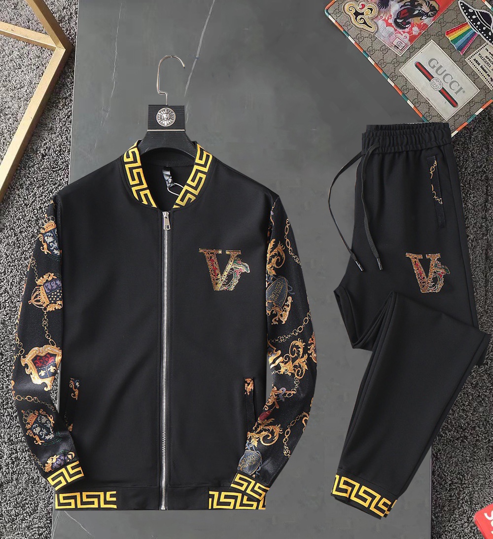 Luxury
 Versace Copy
 Clothing Two Piece Outfits & Matching Sets Fall/Winter Collection Fashion Hooded Top