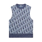 Dior Clothing Knit Sweater Tank Tops&Camis Top quality Fake
 Blue Printing Unisex Knitting Wool Fall Collection Oblique