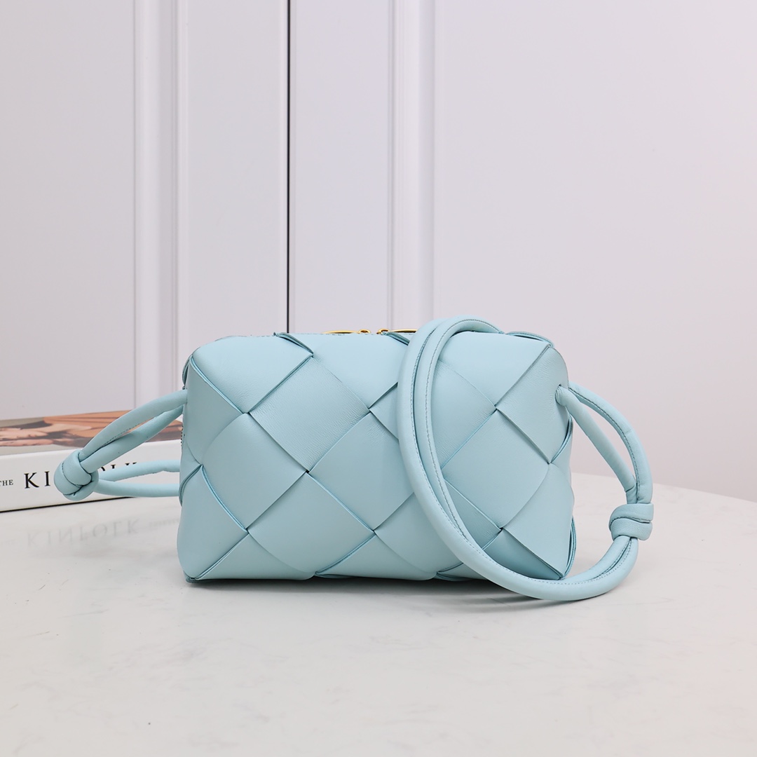Bottega Veneta 大號相機包 羊皮革 編織 水鴨藍