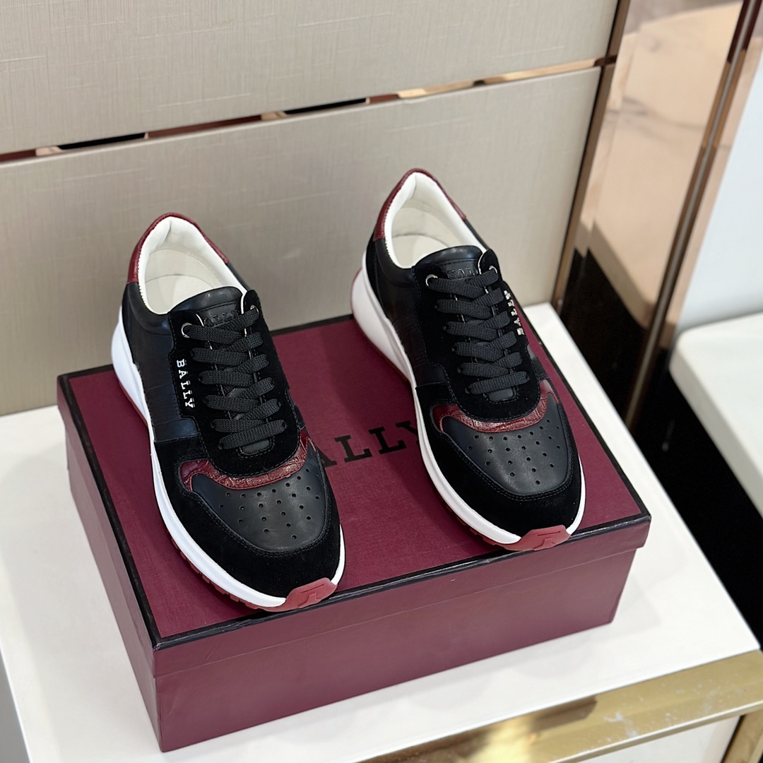 Zapatillas de deporte de cuero para hombre Bally Dave Diseño con cordones con costados de cuero perforado y transpirabl…