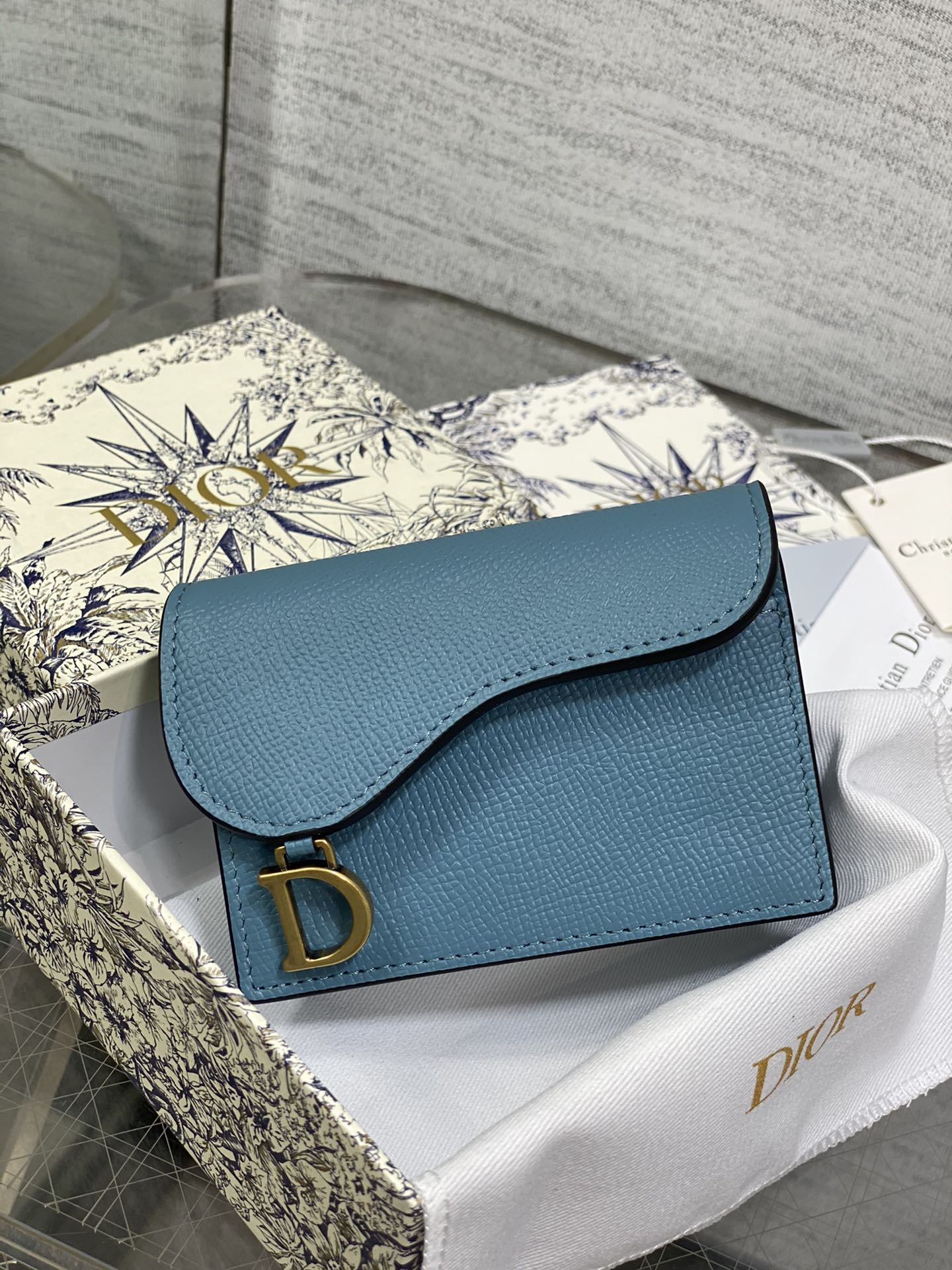 Dior Blue Letter D Card Holder Business Card Holder Coin Purse