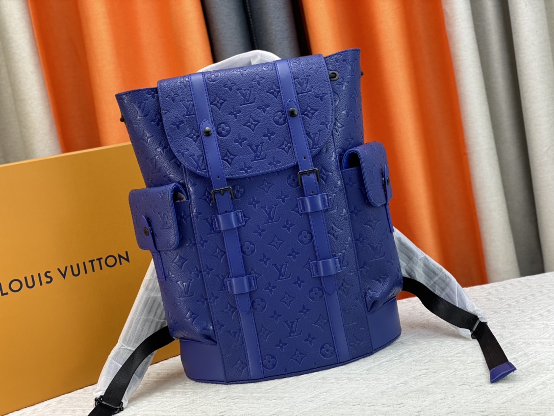 Louis Vuitton LV Christopher Bags Backpack Black Grid Blue Grey Men M55699