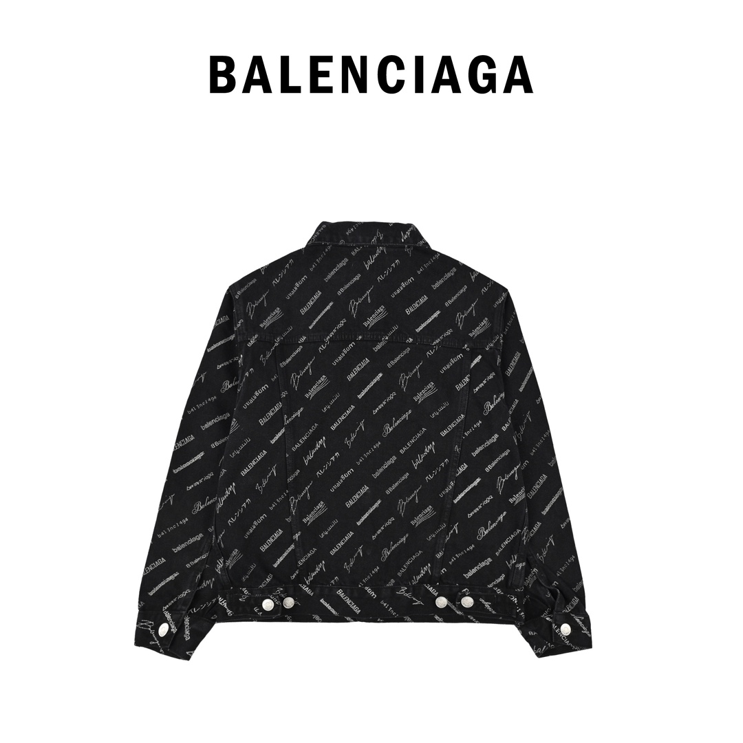 Balenciaga巴黎世家激光烧花满印英文logo牛仔外套