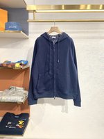 Dior Clothing Coats & Jackets Blue Grey Unisex Knitting Hooded Top