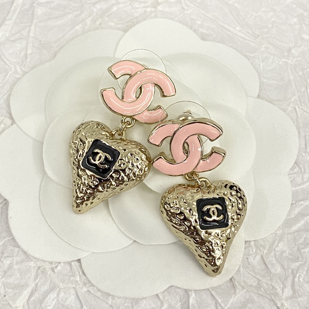 Chanel Jewelry Earring Black Pink Vintage