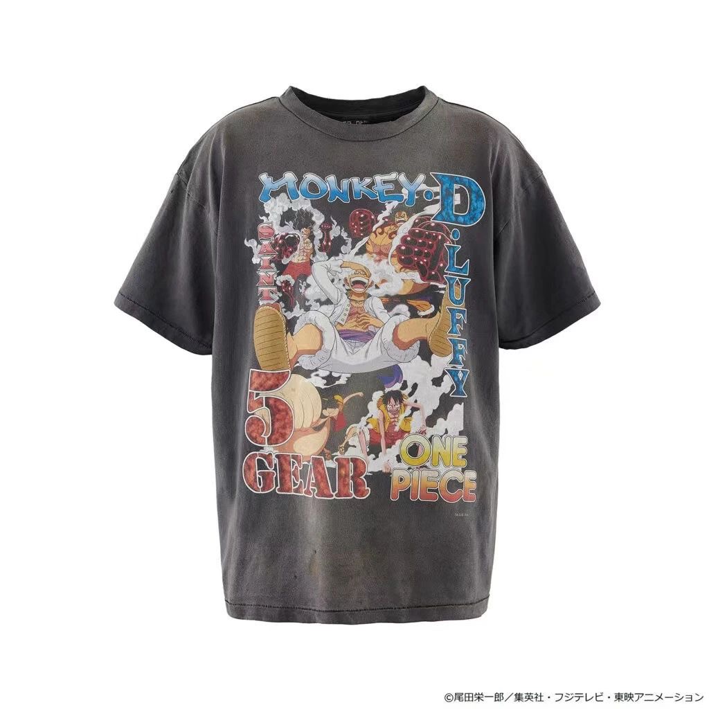Saint Michael X One Piece Luffy Gear 5 Washed Black Tee - Limited Edition 2 i1696430357 6606 1