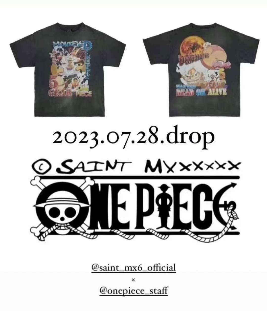 Saint Michael X One Piece Luffy Gear 5 Washed Black Tee - Limited Edition 1 i1696430357 8046 0