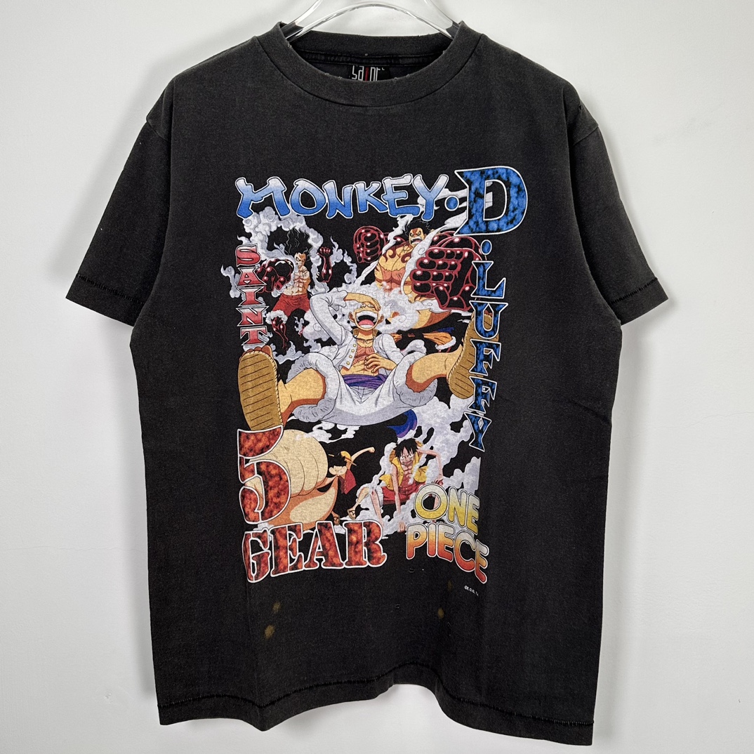 Saint Michael X One Piece Luffy Gear 5 T-Shirt - Washed Black