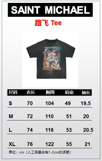 Saint Michael X One Piece Luffy Tee - Washed Black, Limited Edition