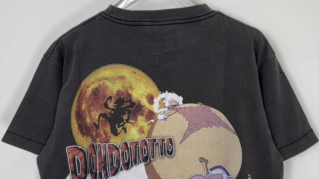 Saint Michael X One Piece Luffy Gear 5 Graphic Print Black Cotton Tee