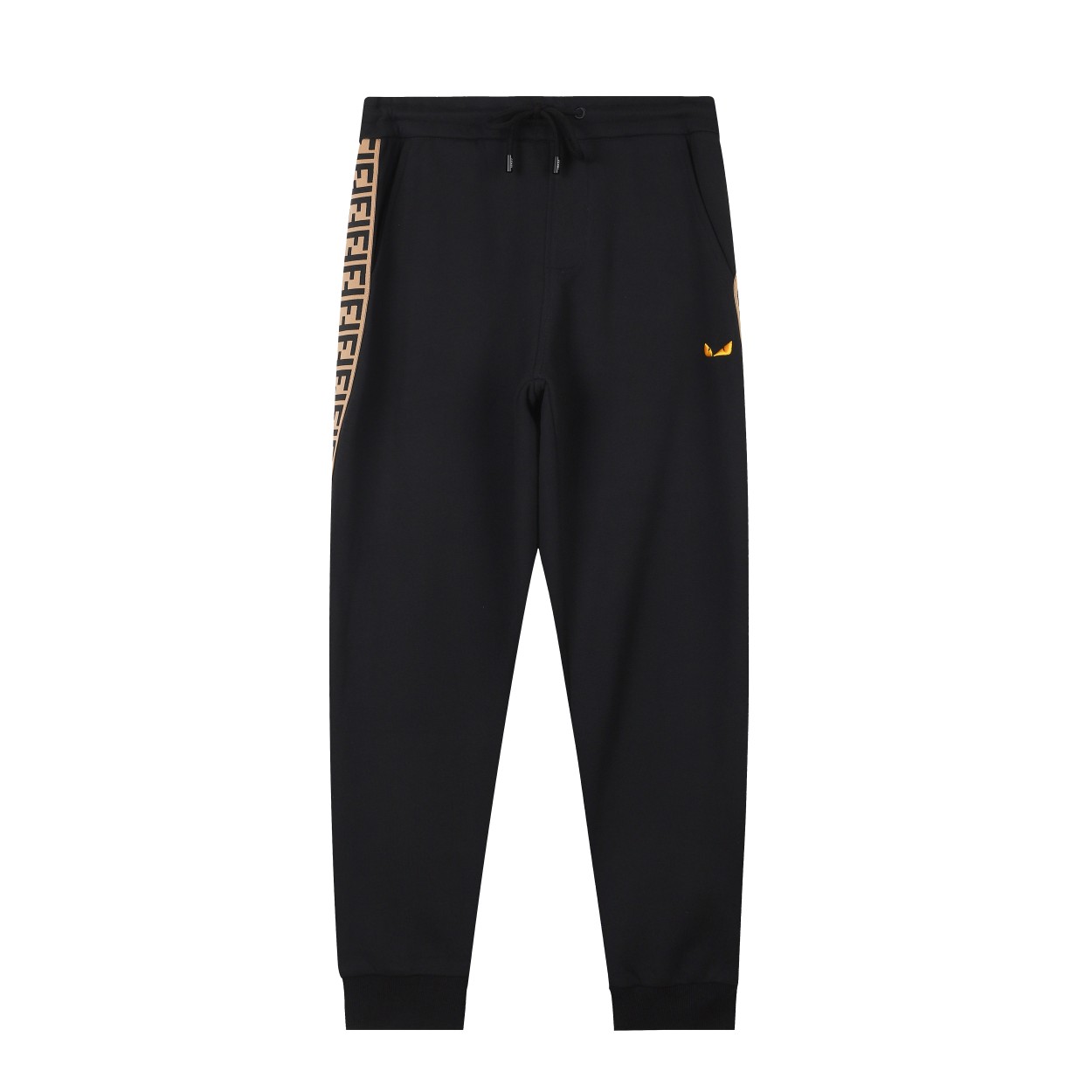 FENDI*2024AW pantalones nuevos de otoño/invierno, bordado de ojos de monstruo con técnica Tajima, cintas de doble F cos…