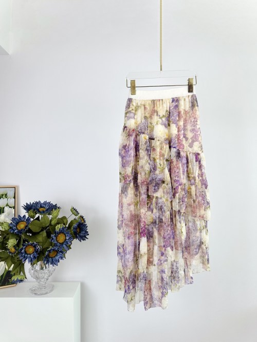 Zimmermann Lyrical Floral Print Silk Chiffon Asymmetric Hem Midi Skirt 1 Zimmermann Lyrical Floral Print Silk Chiffon Asymmetric Hem Midi Skirt