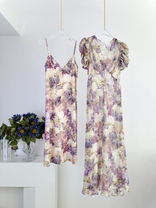 Zimmermann Lyrical Floral Print Silk Midi Dress with Ruched Sleeves 1 Zimmermann Lyrical Floral Print Silk Midi Dress with Ruched Sleeves