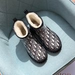 Dior Snow Boots Yellow Embroidery PVC Wool