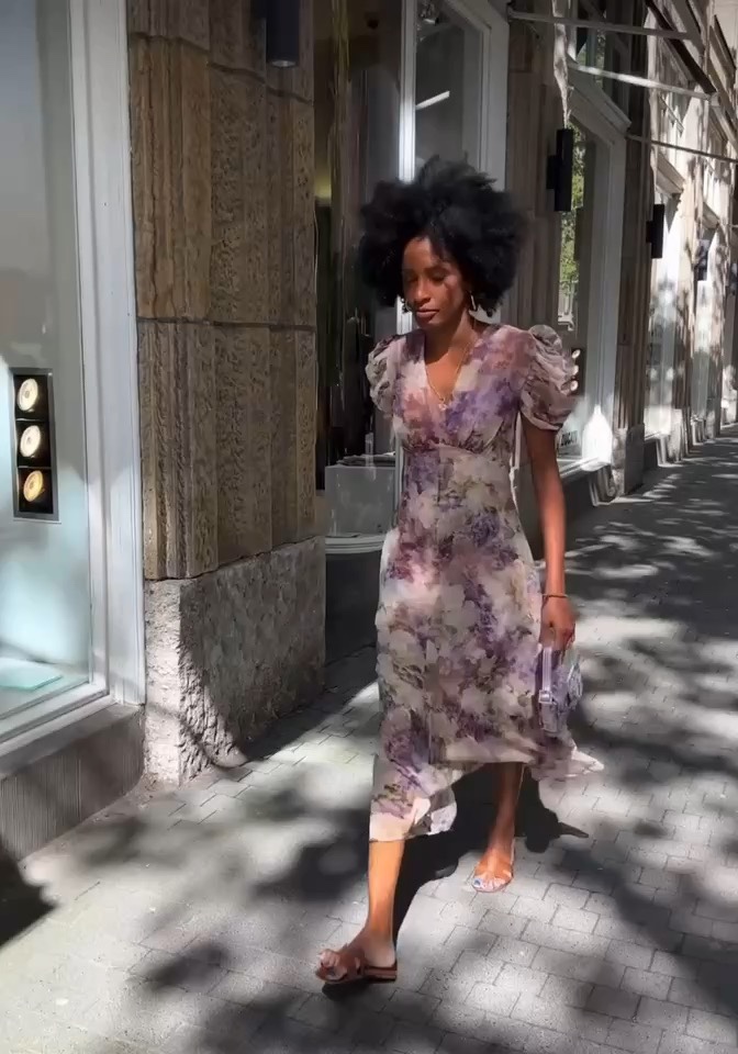 Zimmermann Luminosity Floral Print Silk Midi Dress, Short Sleeve, Size 0/1/2/3