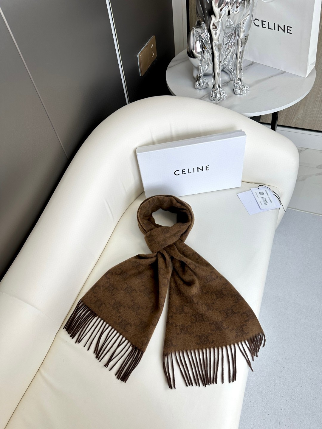 CELINE 2023新款羊绒凯旋门围巾