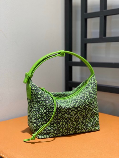 Loewe Cubi Small Embroidered Canvas and Leather Top Handle Bag 1 Loewe Cubi Small Embroidered Canvas and Leather Top Handle Bag