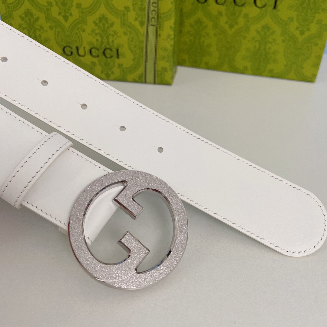 Gucci古奇双面原厂小牛皮压花搭配精品钢扣腰带专柜规格3.8cm