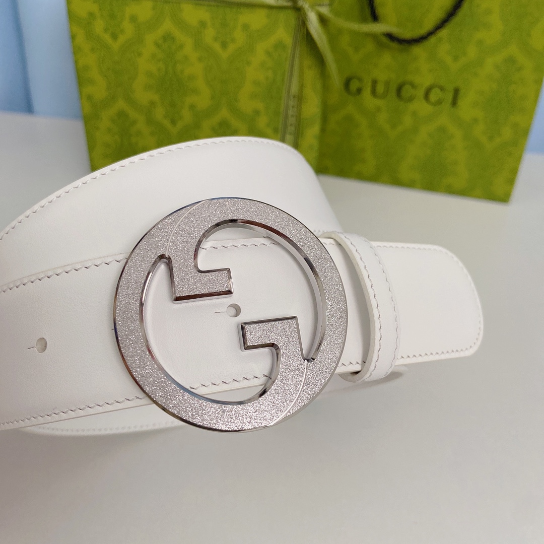 Gucci古奇双面原厂小牛皮压花搭配精品钢扣腰带专柜规格3.8cm