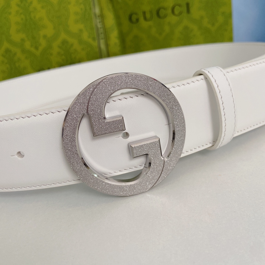 Gucci古奇双面原厂小牛皮压花搭配精品钢扣腰带专柜规格3.8cm