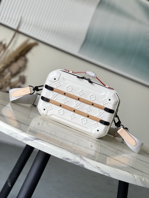 Louis Vuitton White Future Trunk Bag, Leather with Jacquard Strap