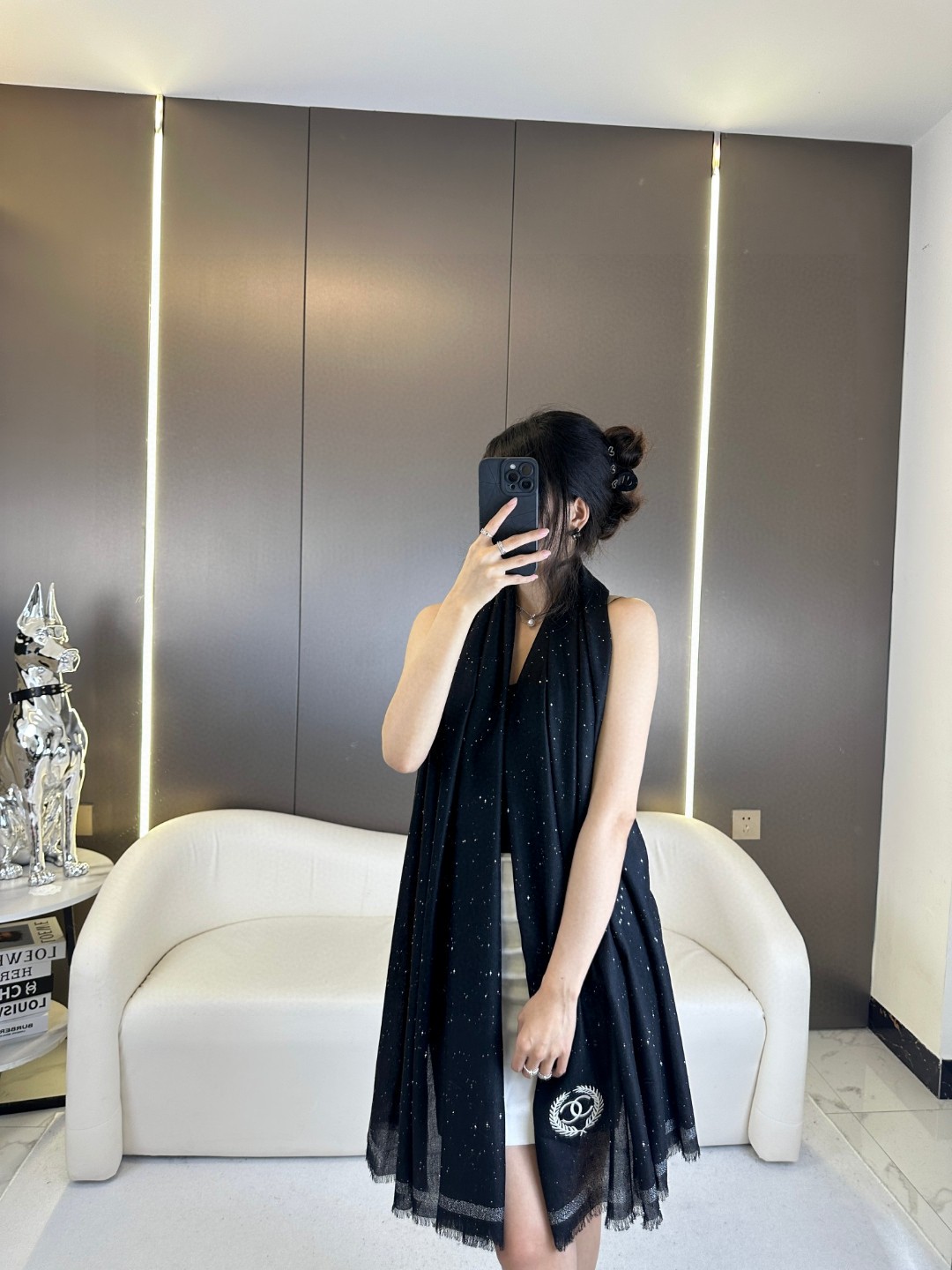 CHANEL 超细羊毛羊绒纱线围巾