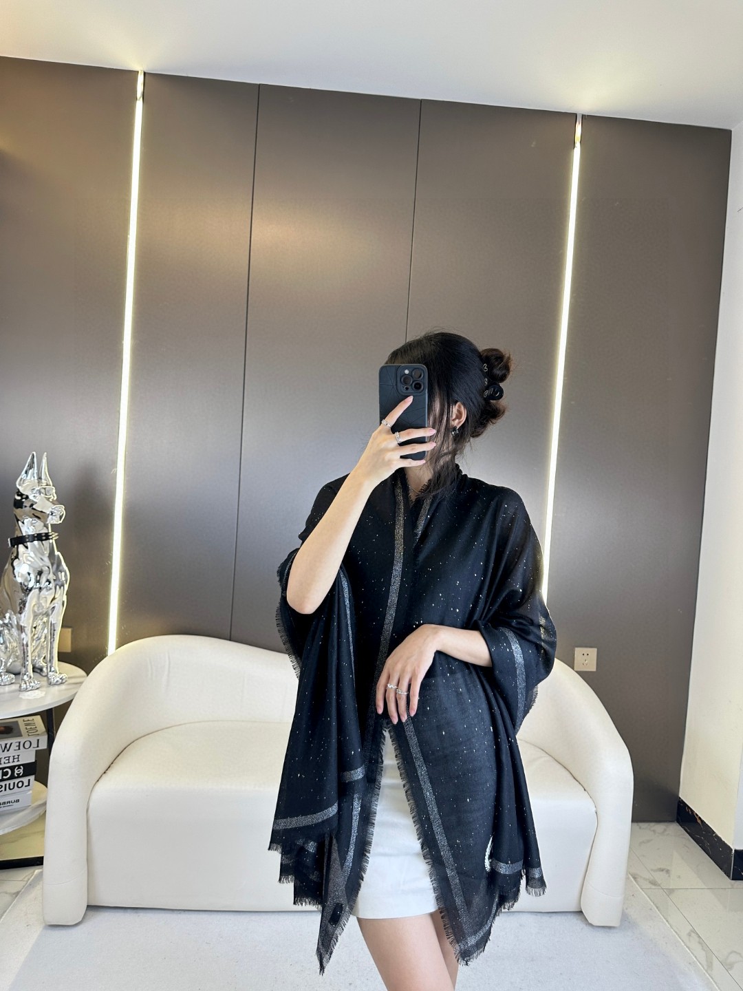 CHANEL 超细羊毛羊绒纱线围巾
