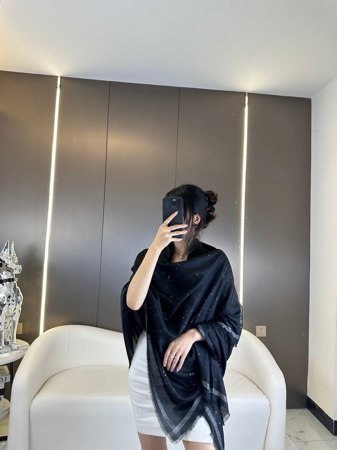 CHANEL 超细羊毛羊绒纱线围巾