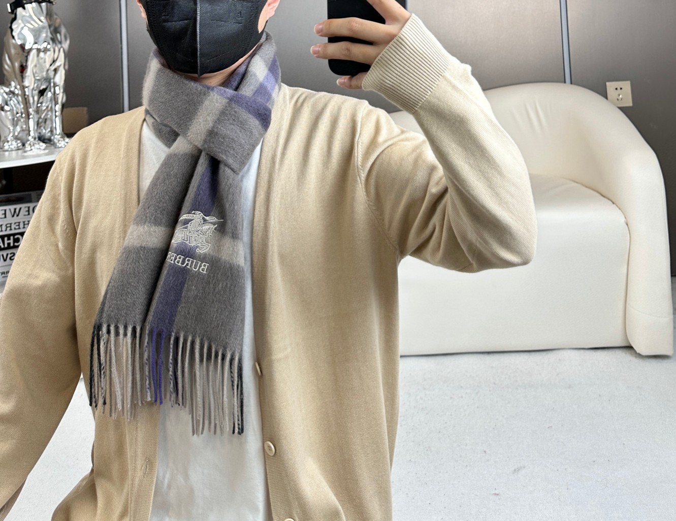 Burberry博柏利 战马格纹 情侣款 羊绒围巾