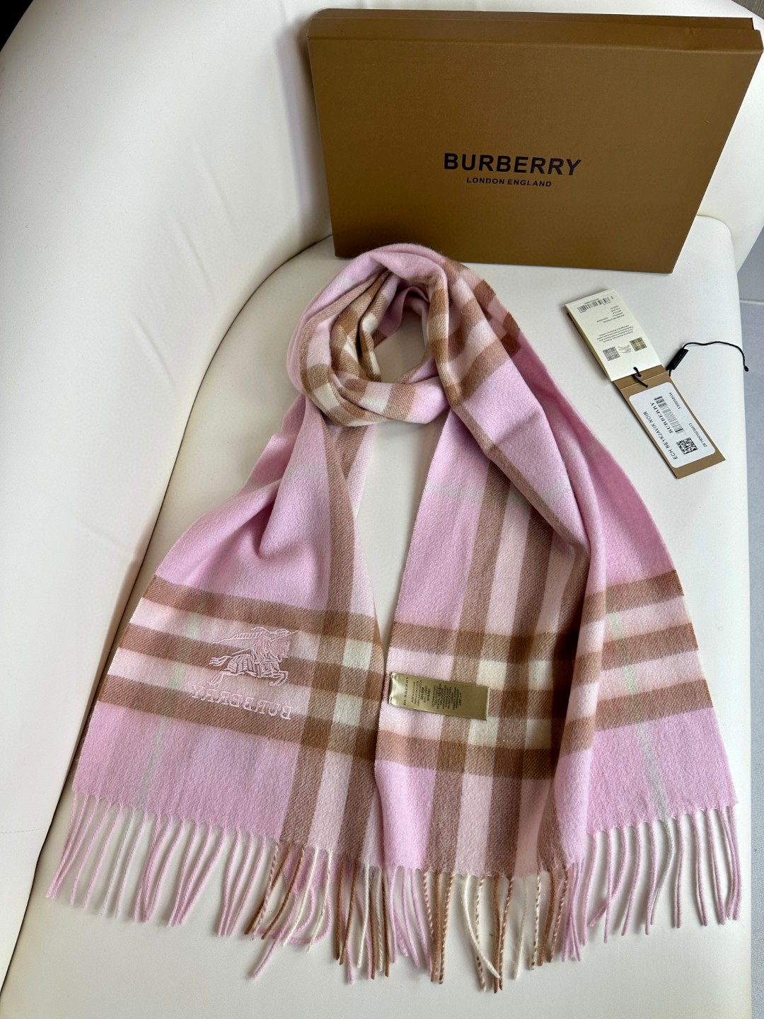 Burberry博柏利 刺绣战马 羊绒格纹围巾