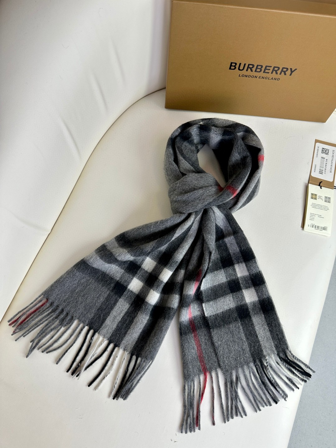 Burberry博柏利 刺绣战马 羊绒格纹围巾