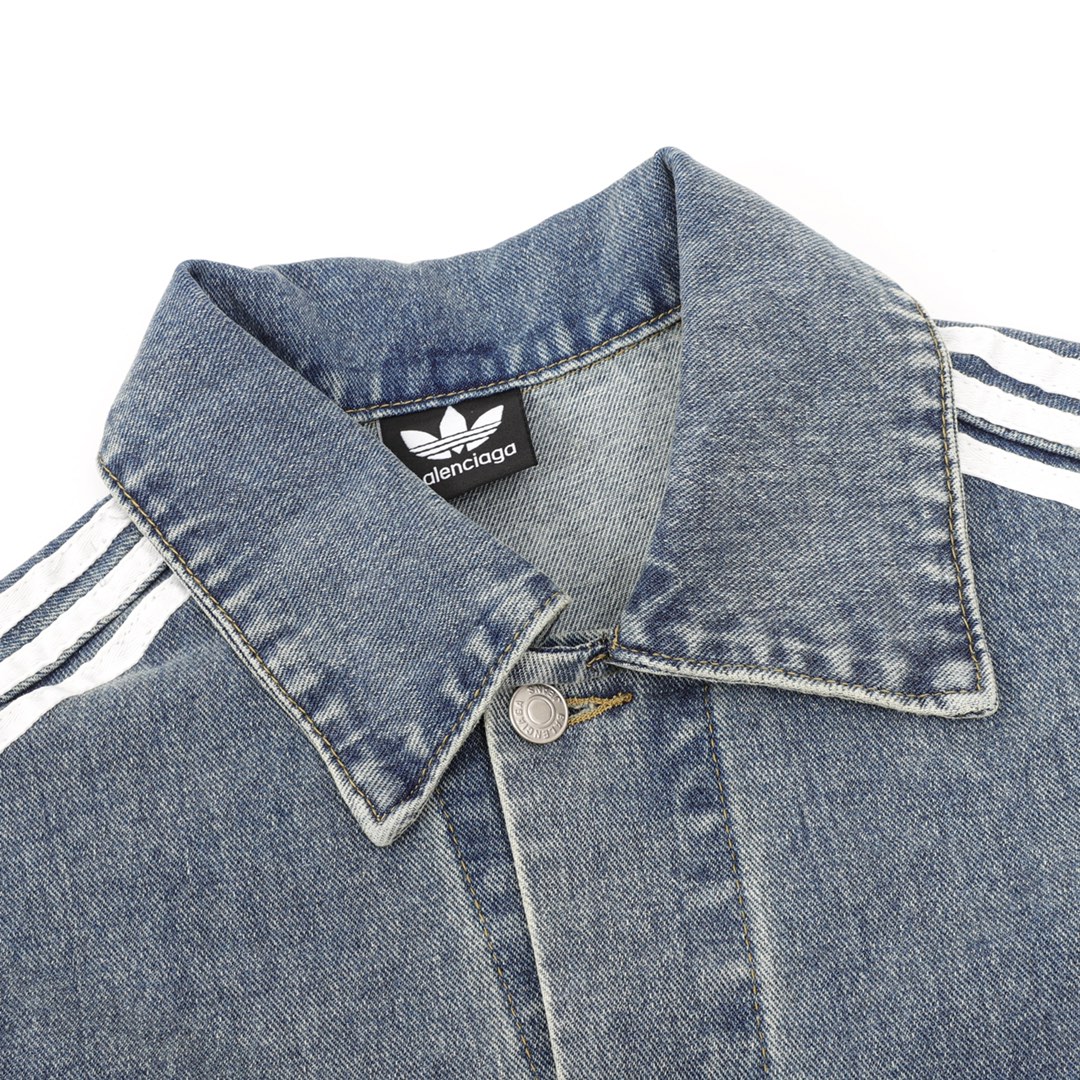 BLCG X Adidas 联名款条纹边水洗牛仔外套