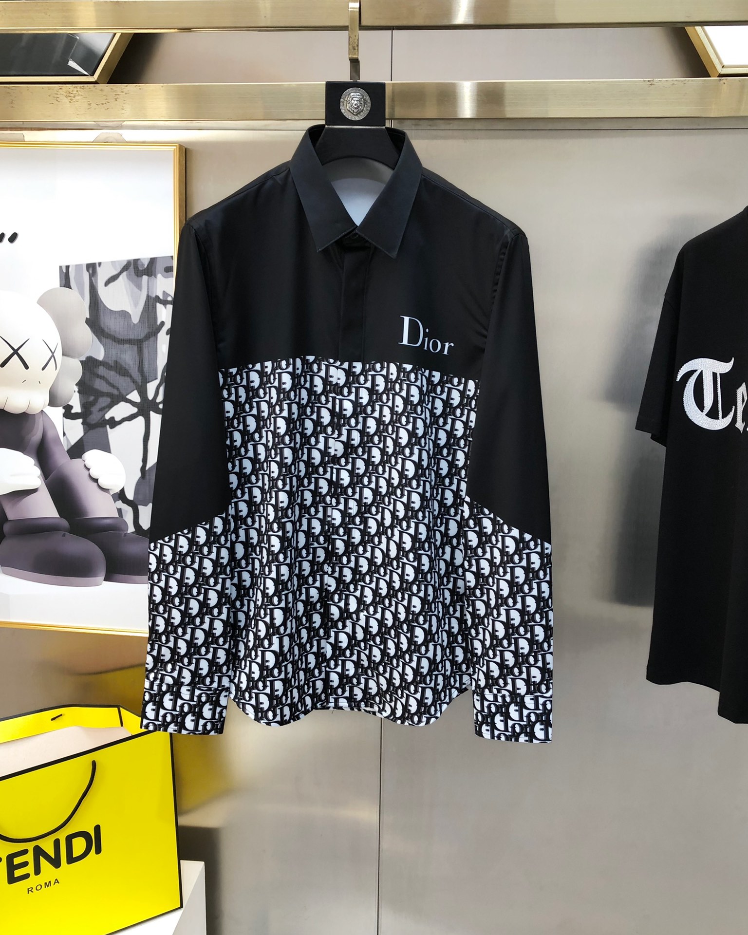 Dior Clothing Shirts & Blouses Black Printing Men Cotton Poplin Fabric Fall Collection Fashion Long Sleeve